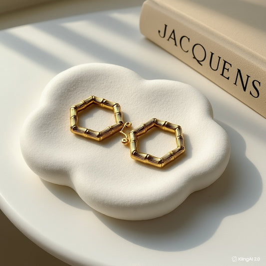 Gold Hexagon Segment Hoops