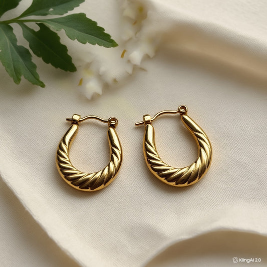 Gold Twisted Hoop Earrings