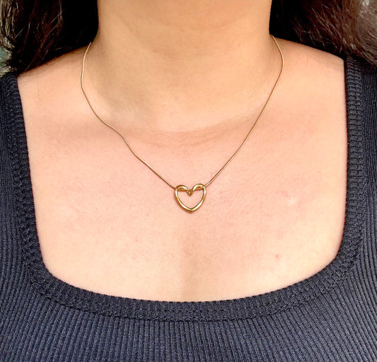 Dainty Gold Open Heart Necklace